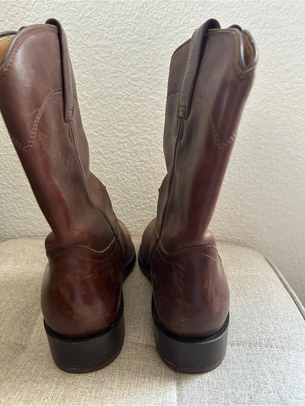 EL CANELO Brown Kids Leather Pull-On Boots SIZE 23 1/2